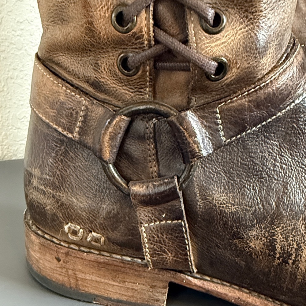 Bed Stu Distressed Tall Lace-Up Riding Boots in Distressed Brown - Picture 2 of 11